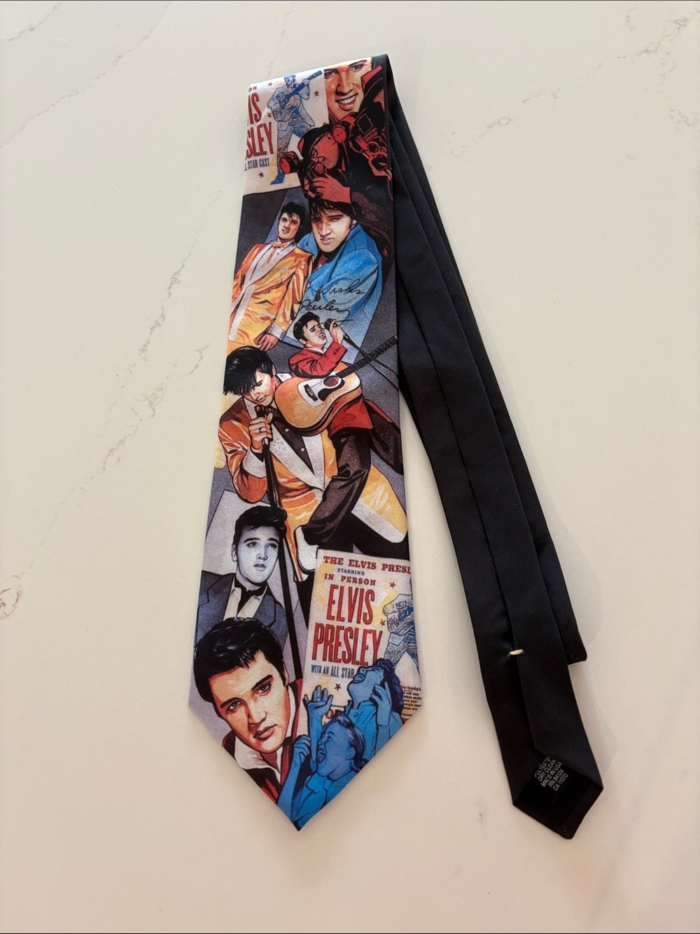 Ralph Marlin Elvis Graphic Tie in Gray, Red & Yellow